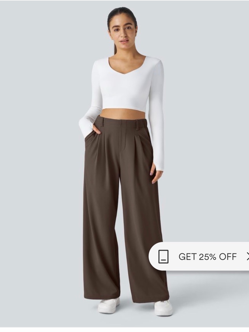 HALARA Wide Leg High-Rise Pants in Brown